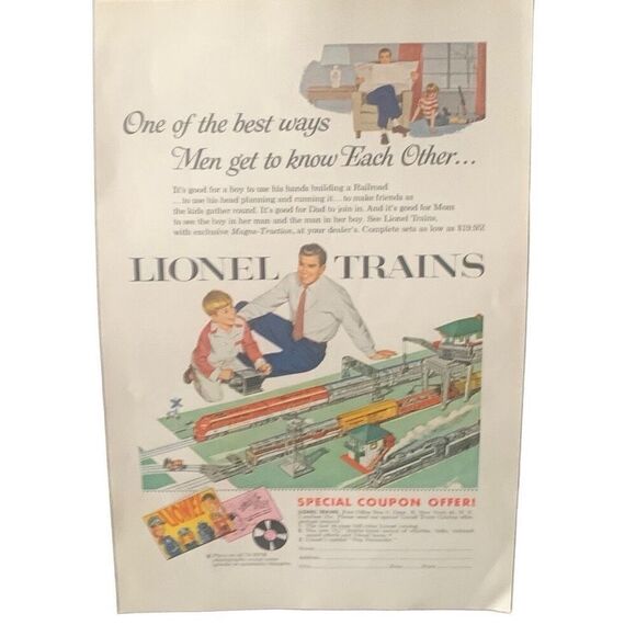 Vintage 1954 Lionel Trains Men Get To Know Ad Advertisement - Picture 2 of 4